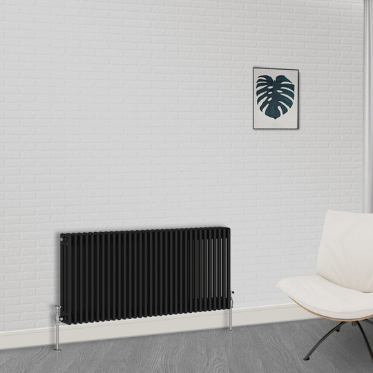 (600 x 1460mm-3 Column) NRG Traditional Black Horizontal Vertical Bathroom Cast Iron Radiator