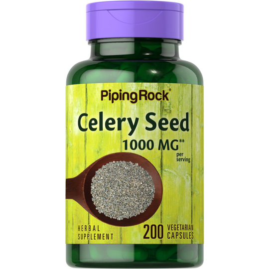 PIPING ROCK Celery Seed 1000mg per 2 Caps, 200 VEGETARIAN Capsules