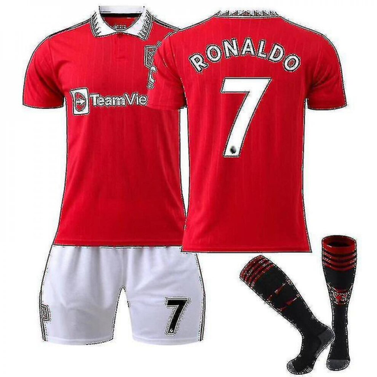 (RONALDO 7, M) 2022-2023 New Manchester United Jersey Kits Adult Soccer Jersey Training T-shirt Kids Football Jerse