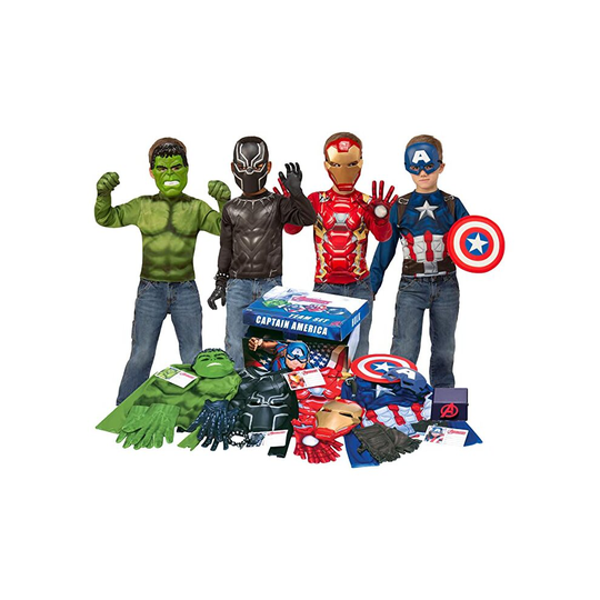 Rubie's G40077 Marvel Avengers Play Trunk with Iron Man, Captain America, Hulk, Black Panther Box, Boys, One Size Age 4-6 Years
