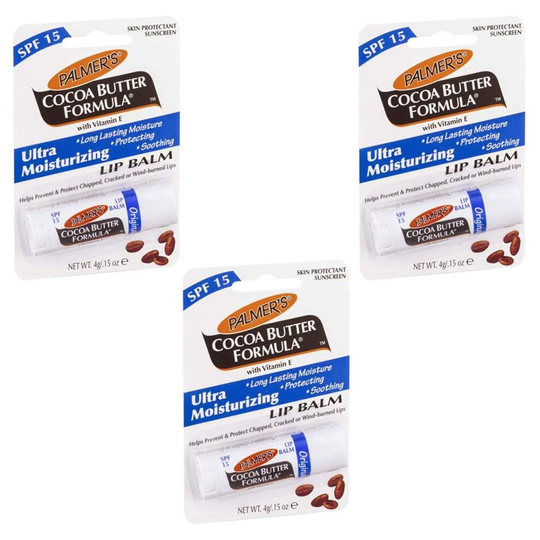 Palmer's Original Cocoa Butter Formula Lip Balm with SPF15 (3 x 4g Chapstick)