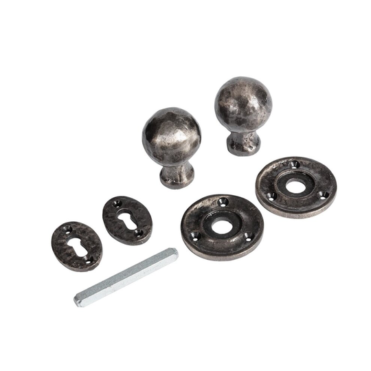 Raw 60mm Round Rim & Mortice Door Knob - Cast Iron Antique Ironmongery Handle Escutcheon Plate - by Hammer & Tongs