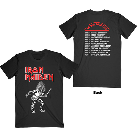 Iron Maiden Unisex T-Shirt: Autumn Tour 1980 (Back Print) (X-Large) - Iron Maiden - Clothing