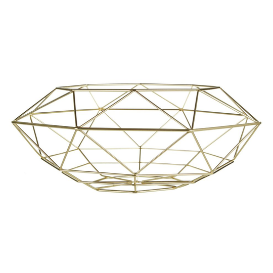 Vertex Fruit Basket, Geometric Style - Gold