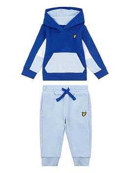 Lyle & Scott Toddler Boys Colour Block Hoodie & Jog Set - Blue, Blue, Size 36 Months