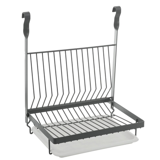 (DISH RACK - GREY) LIVIVO Kitchen Saucepan Lid Hooks Tool Utensils Holder Hanging Rail Rack Wall Mounted