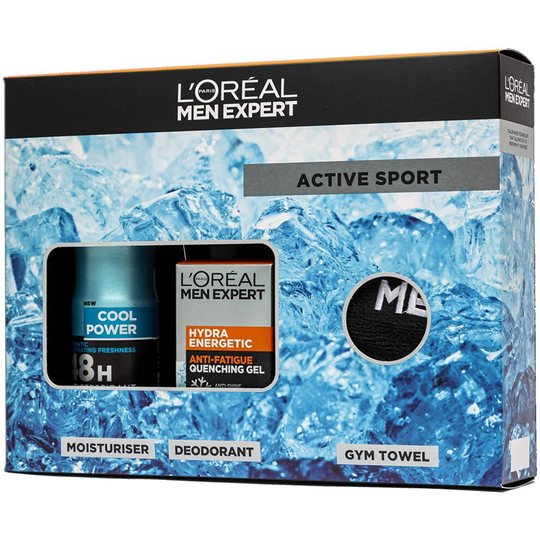 loreal men expert deodorant, Moisturiser And Gym Towel Active Sport Gift Set.