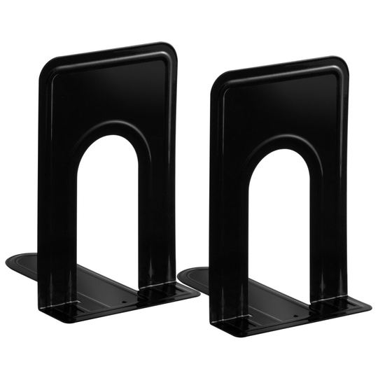 (Black) Pair of Heavy Duty Metal Bookend Book End Stand Support Office Stationery School