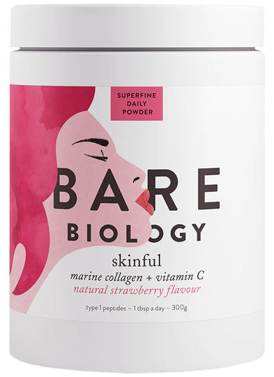 Bare Biology Skinful Marine Collagen + Vitamin C Strawberry Flavour 300g