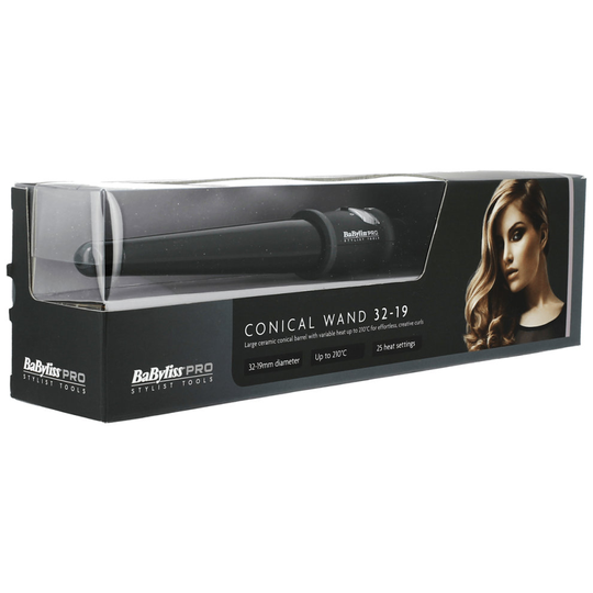 BaByliss Pro Dial a Heat Conical Wand 32-19mm With 25 Temperature Settings Black