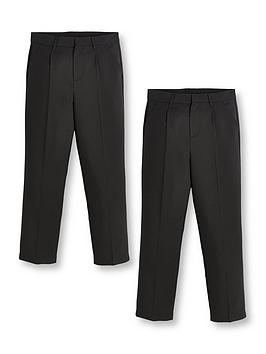 V By Very Boys Regular Leg School Trousers (2 Pack) - Black