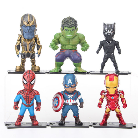 6pcs Avengers Figure Toy Iron Man Spider-Man Hulk Captain America