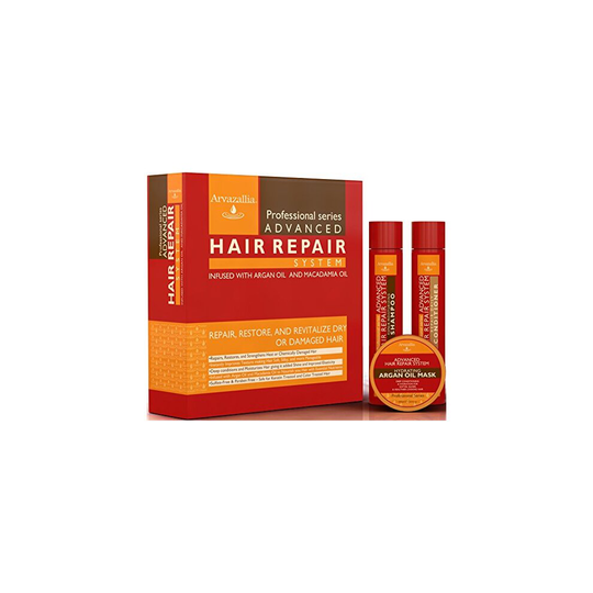 Advanced Hair Repair Shampoo and Conditioner Set with Argan Oil and Macadamia Oil by Arvazallia - Sulfate Free Shampoo, Conditioner, and Deep Conditio