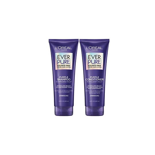 L'Oreal Paris EverPure Brass Toning Purple Sulfate Free Shampoo and Conditioner, 6.8 fl Ounce (Set of 2)
