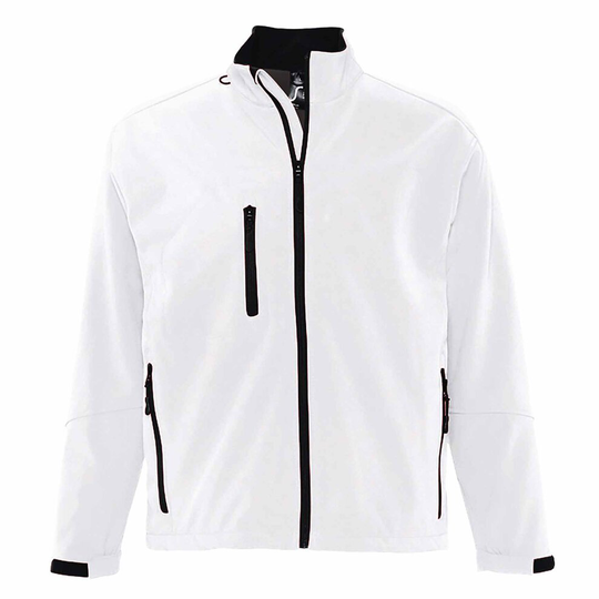 (L, White) SOLS Mens Relax Soft Shell Jacket (Breathable, Windproof And Water Resistant)