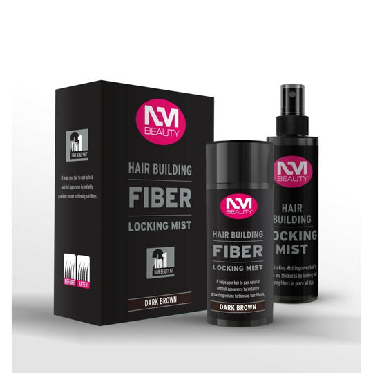 NMB HAIR BUILDING FIBER WITH LOCKING MIST SPRAY DARK BROWN