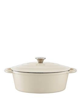Tower Barbary &Amp; Oak Cast Iron 29 Cm Oval Casserole - Camembert Cream