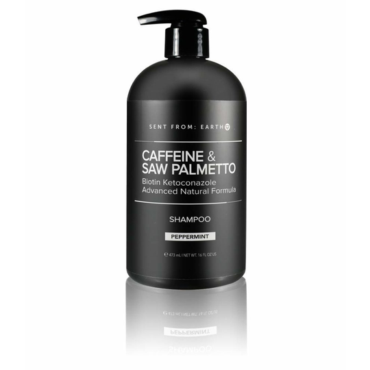 [Sent From Earth] Caffeine & Saw Palmetto Biotin Ketoconazole 1% Anti Hair Loss, Hair Regrowth, Vegan Advanced Natural Formula Peppermint Shampoo 16oz