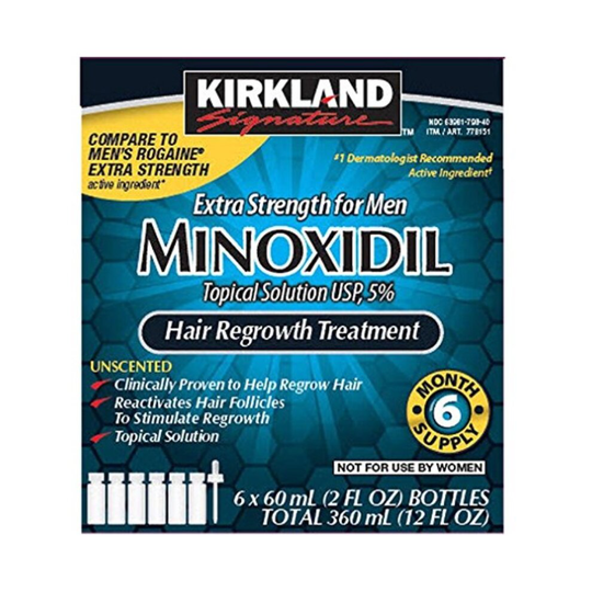 Kirkland Signature Hair Regrowth Treatment Extra Strength for Men 5% Minoxidil Topical Solution, 12 Fl Oz