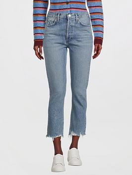 Agolde Riley Crop In Haven Jeans - Blue
