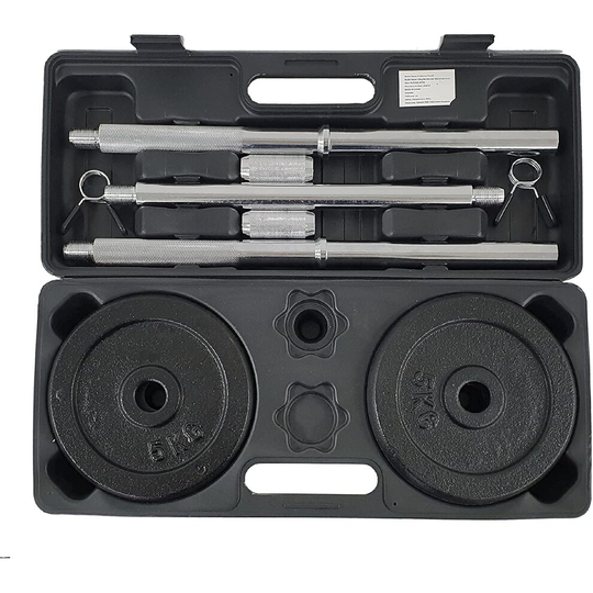 25kg Barbell Weight Set Cast Iron with Carry Case Adjustable Free Weights