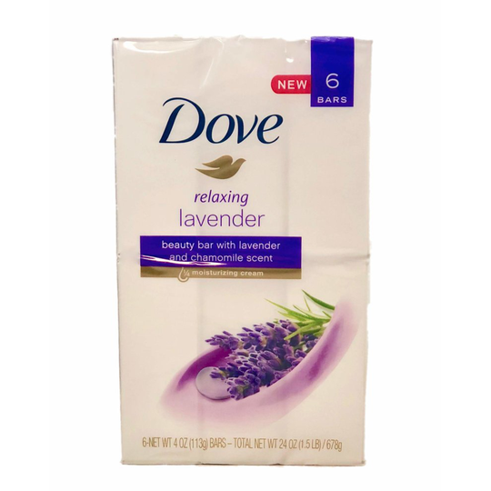 Dove Relaxing Lavender Beauty Bar with Lavender and Chamomile Scent 4 Ounce 6 Bar