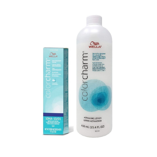 (10NA + Activating Lotion (15.4oz)) Wella Color Charm 10NA Lightest Ash Blonde Demi - Permanent Haircolor