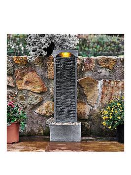Teamson Home Curved Water Fountain Indoor Conservatory Garden Slate With Lights
