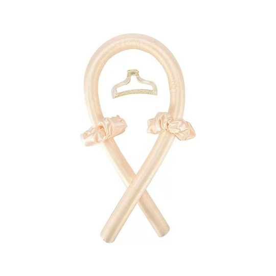 (Champagne, Set-4pcs(1*Curl Stick+2*Hair Ring+1*Hairpin)) Ribbon Hair Curler Heatless Curling Rod Headband