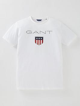 Gant Boys Shield T-shirt - White, White, Size 15 Years