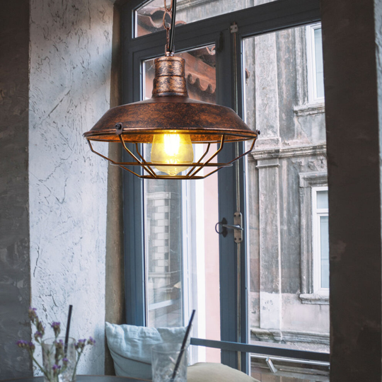 Vintage Pendant Light Rust 26CM Industrial Pendant Lamp Iron Metal Chandelier Antique Retro Pendant Lamp