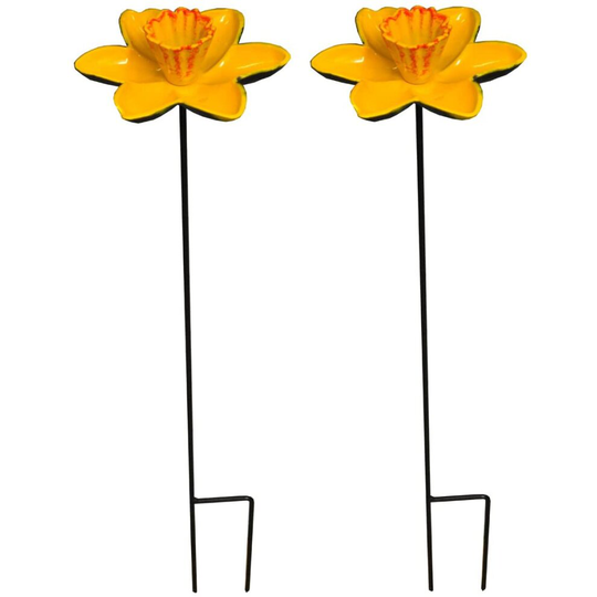 Cast Iron Daffodil Bird Feeder Flower Dish (Set of 2)