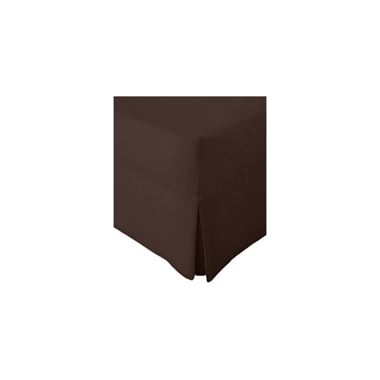 (Super King, Chocolate) Non-Iron Percale Fitted Valance Sheet Pleated