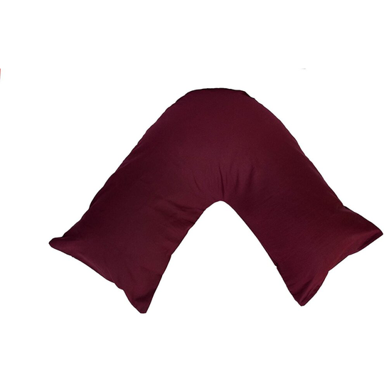 (Burgundy) Back & Neck Support Polycotton V Shaped Orthopedic/Pregnancy/Nursing Pillowcase