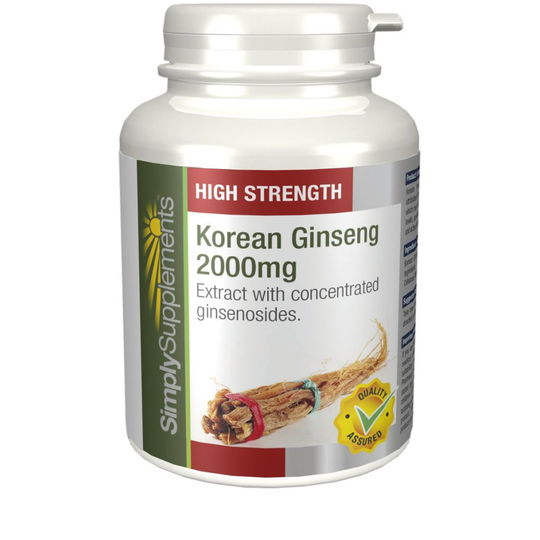Korean (Panax) Ginseng 2000mg | A Natural Source of Energy Boost | 120 Tablets | | Manufactured in the UK