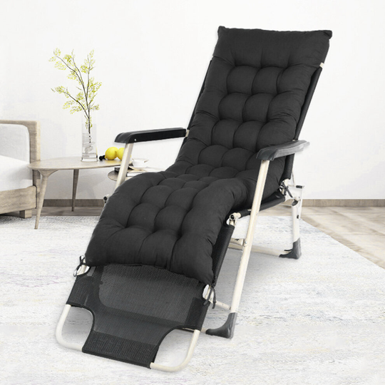 (Black) Lounge Cushion Replacement Garden Recliner Relaxer Chair Cushion Pad