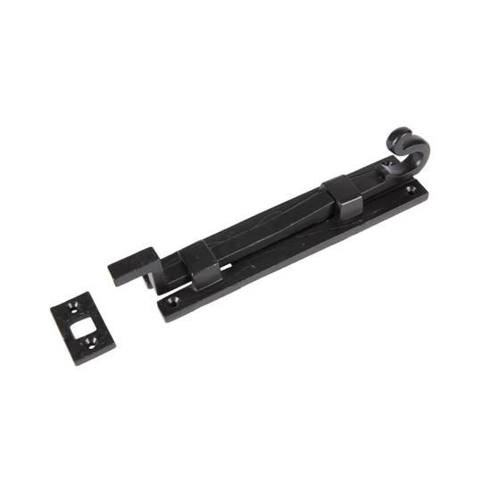 Black 185mm Cranked Shepherd's Crook Bolt - Cast Iron Antique Ironmongery Door Gate Bolts - by Hammer & Tongs