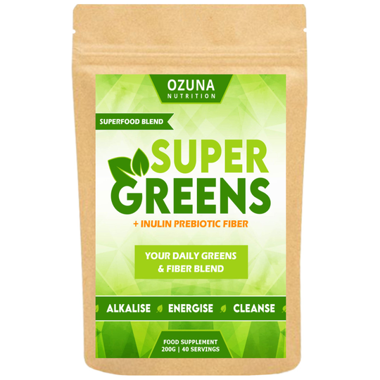 Super Greens Powder, Alkaline Superfoods Smoothie Booster With Inulin Prebiotic Fiber, 40 Servings