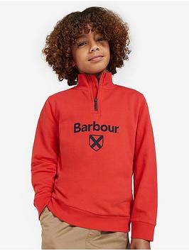 Barbour Boys Floyd Half Zip Sweat Top - Red