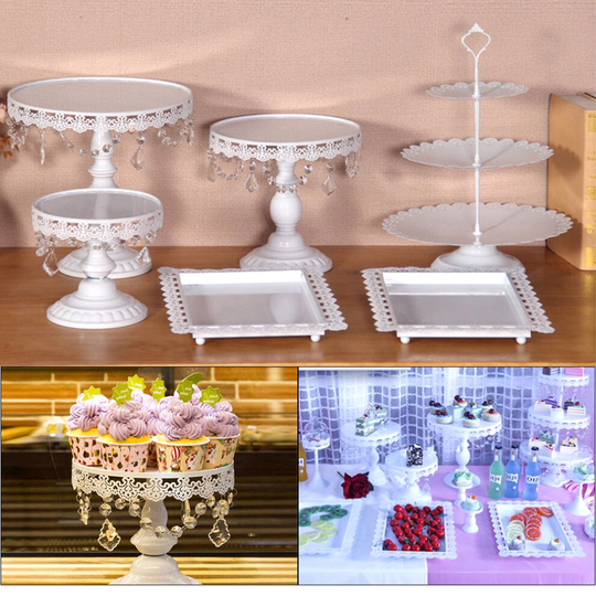 6Pcs Cake Cupcake Stand Display Dessert Holder Wedding Party Crystal Décor