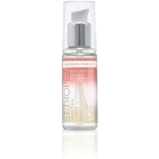 St.Tropez Fake Tan, Vitamin D Boosting Self Tan Purity Vitamins Skincare Serum, Clean Vegan Tanning Water Serum, Face Tan with Vitamin C, Hyaluronic