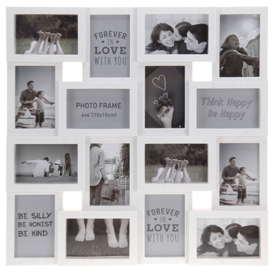 Extra Large 16 Aperture 3D Multi Hanging Photo Picture Collage Frame - White