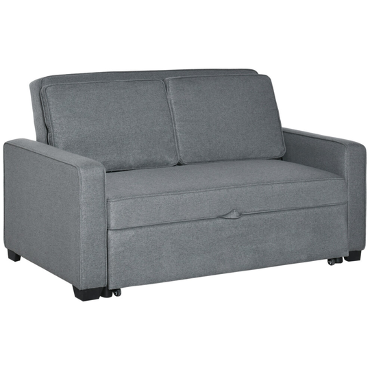 HOMCOM Modern 2 Seater Sofa Bed Click Clack Couch Sleeper Settee, Grey