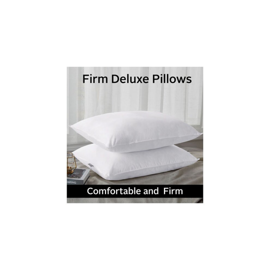 (Firm Deluxe Pillow) Luxury Deep Sleep Soft Pillows Bounce Back Quilted Firm Deluxe Stripe Neck Head Shoulder Support Bed Pillow Pack of 2