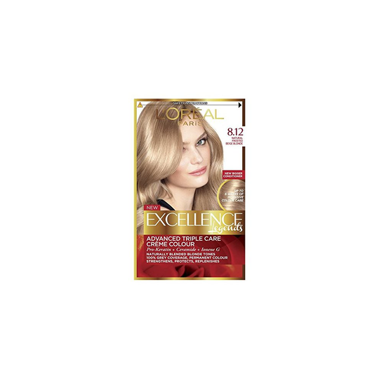 L'Oréal Excellence Creme 8.12 Natural Frosted Beige Blonde Hair Dye