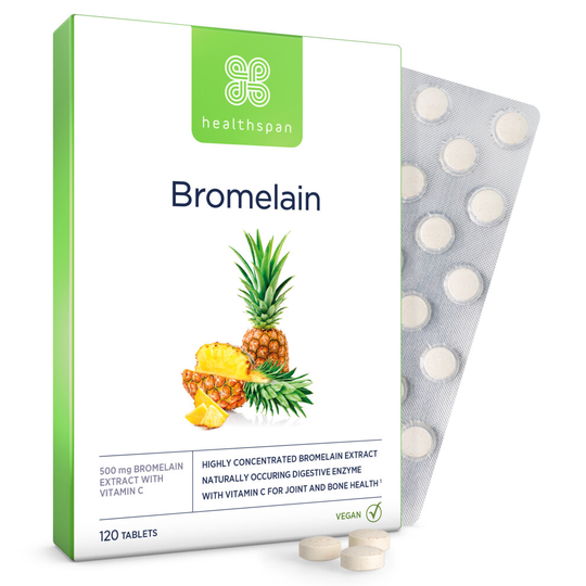 Healthspan Bromelain with Vitamin C, 120 Tablets, Vegan