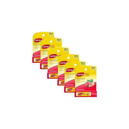 Carmex Click-Stick Moisturizing Lip Balm SPF 15 Strawberry 0.15 oz (Pack of 6)
