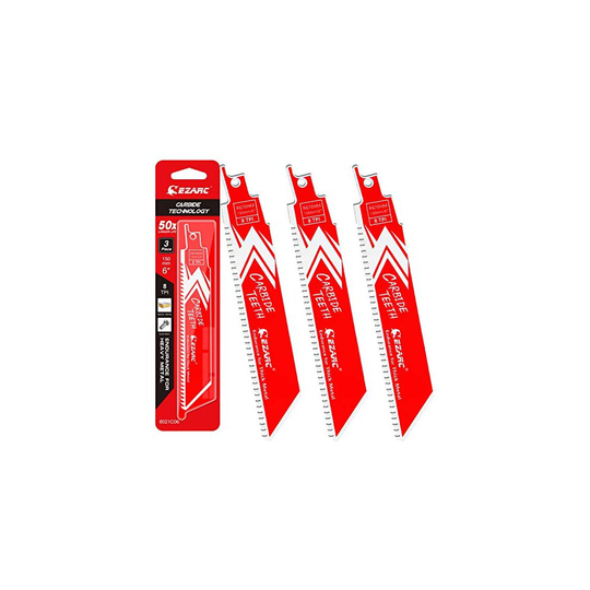 EZARC Carbide Reciprocating Saw Blade R678HM Endurance for Thick Metal, Cast Iron, Alloy Steel 150mm 8TPI, 3-Pack