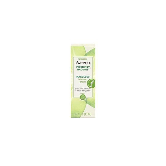 Aveeno Positively Radiant MaxGlow Infusion Drops with Moisture Rich Soy & Kiwi Complex, Hypoallergenic, Non-Co