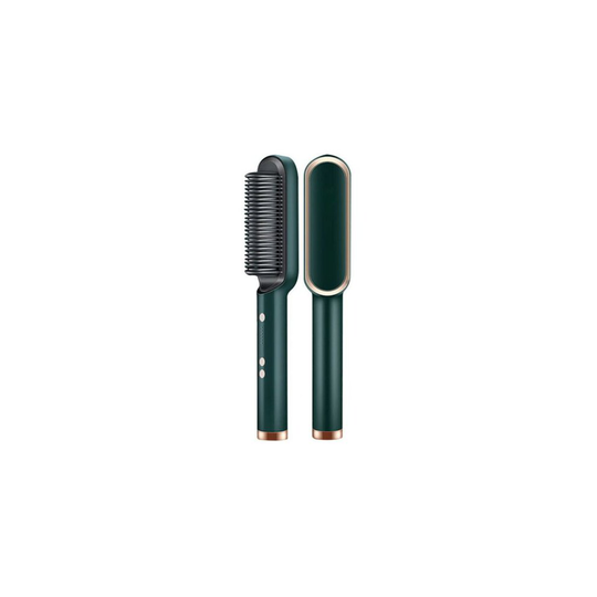 (Green) Hair Straightener Brush Comb Curlers Styler